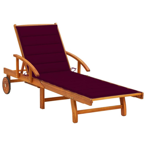 Helloshop26 - Transat chaise longue bain de soleil lit de jardin terrasse meuble d'extérieur avec coussin bois d'acacia solide 02_0012363 Helloshop26  - Transats, chaises longues