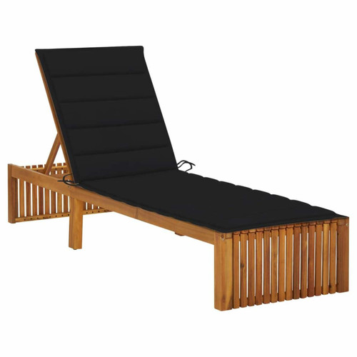 Helloshop26 - Transat chaise longue bain de soleil lit de jardin terrasse meuble d'extérieur avec coussin bois d'acacia solide 02_0012337 Helloshop26  - Transats en Bois Transats, chaises longues