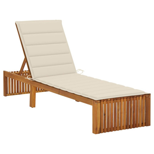 Helloshop26 - Transat chaise longue bain de soleil lit de jardin terrasse meuble d'extérieur avec coussin bois d'acacia solide 02_0012348 Helloshop26  - Chaise longue bois