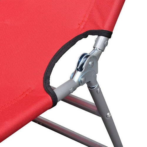 Transats, chaises longues Transat chaise longue bain de soleil lit de jardin terrasse meuble d'extérieur pliable acier enduit de poudre rouge 02_0012798