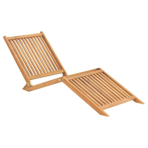 Transats, chaises longues Helloshop26 Transat chaise longue bain de soleil lit de jardin terrasse meuble d'extérieur bois de teck solide 02_0012715