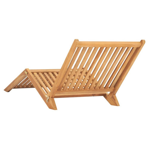 Helloshop26 Transat chaise longue bain de soleil lit de jardin terrasse meuble d'extérieur bois de teck solide 02_0012715