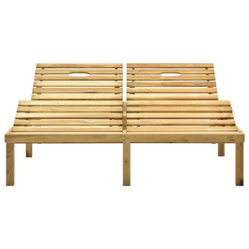 Helloshop26 Transat chaise longue bain de soleil lit de jardin terrasse meuble d'extérieur double bois de pin imprégné de vert 02_0012745