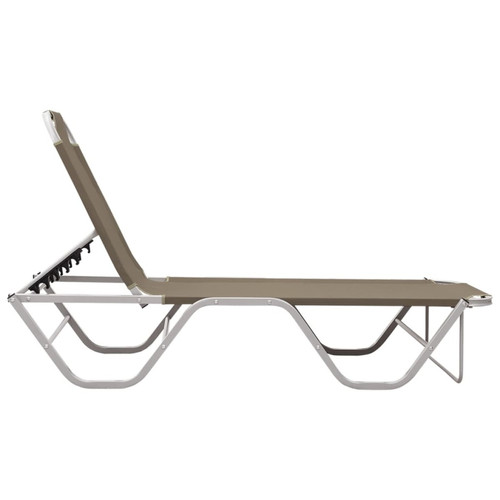 Helloshop26 Transat chaise longue bain de soleil lit de jardin terrasse meuble d'extérieur aluminium et textilène taupe 02_0012255