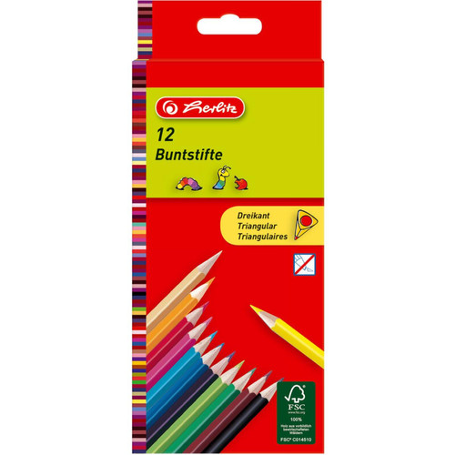 Herlitz - herlitz Crayons de couleur triangulaires, étui carton de 12 () Herlitz  - Cadeau pour bébé - 1 an Jeux & Jouets