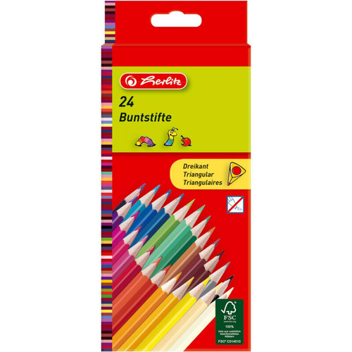 Herlitz - herlitz Crayons de couleur triangulaires, étui carton de 24 () Herlitz  - Herlitz