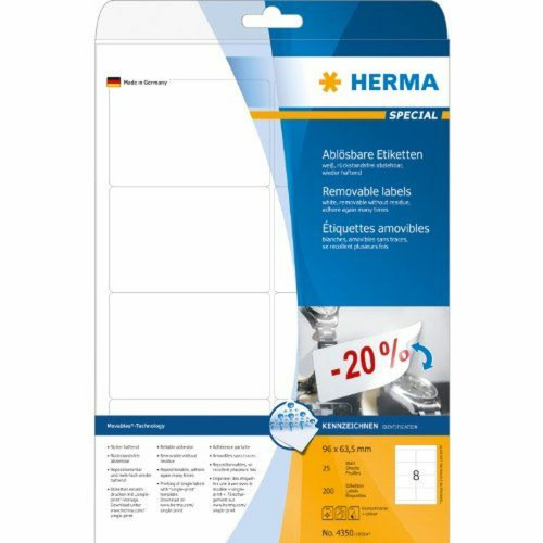 Herma - Herma 4350 Étiquettes movables/amovibles 96 x 63,5 A4 Blanc Herma  - Herma