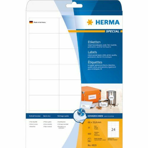 Herma - Herma 4820 Étiquettes jet d'encre 66 x 33,8 A4 600 pièces Blanc Herma  - Herma