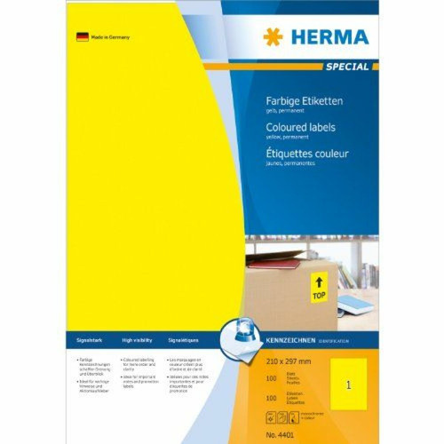 Herma - Herma 4401 Étiquettes 210 x 297 A4 100 pièces Jaune Herma  - Herma