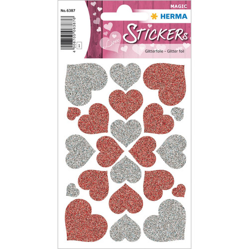 Herma - HERMA Sticker MAGIC 'Coeurs rouge et argent', Glittery () Herma  - Marchand Mplusl
