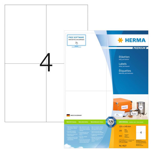 Herma - HERMA Étiquettes permanentes PREMIUM A4 105x148 mm 200 Feuilles Blanc Herma  - Herma