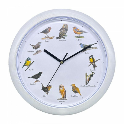 Herzberg - Horloge chant d'oiseau Blanc Herzberg HG03725 Herzberg  - Horloges, pendules Horloge murale a quartz tete de mort fond blanc