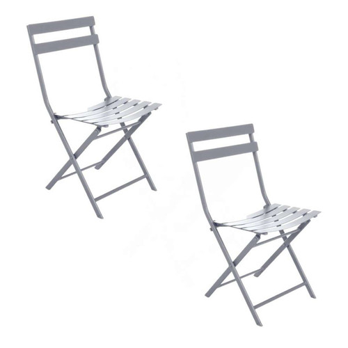 Hesperide - Lot de 2 chaises de jardin pliables en métal Greensboro - Quartz Hesperide  - Chaises de jardin