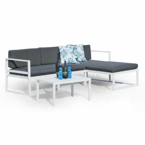 Hevea - Salon de jardin détente en aluminium Chenit blanc. Hevea  - Ensembles tables et chaises Aluminium