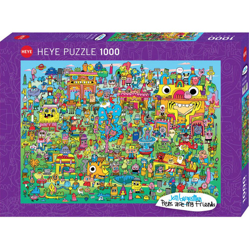 Heye - Heye - PUZZLE 1000 pièces - P. A. M. F. DOODLE VILLAGE Heye  - Puzzles Heye