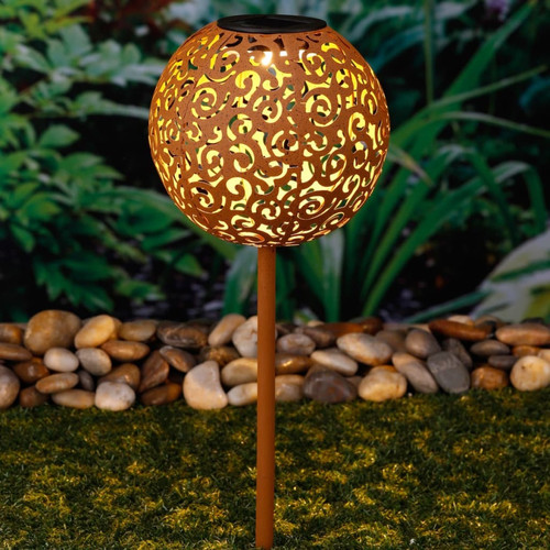 Hi - HI Lampe de jardin solaire à LED 18 cm Métal Marron Hi  - Lampadaire metal