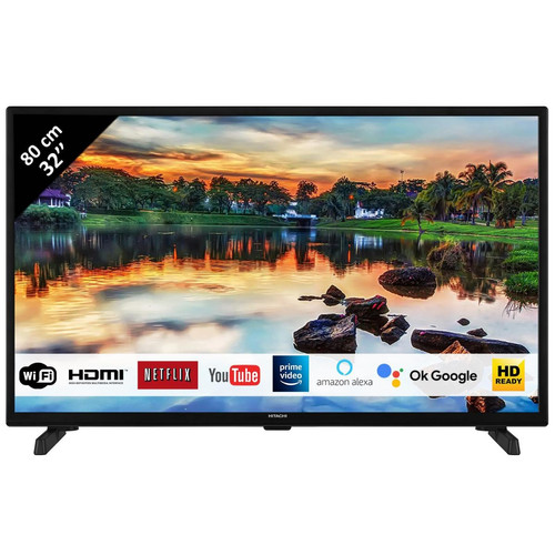 Hitachi - HITACHI 32FK56HE2150 Téléviseur LED 32" 80,01cm HD Alexa Google Smart TV: Netflix, Youtuibe, Prime / Wifi / 2 HDMI / 1 USB / VGA - Smart TV TV, Home Cinéma