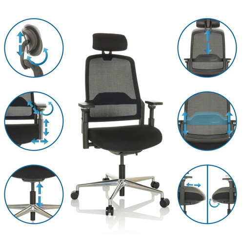 Hjh Office Chaise de bureau / fauteuil de direction TERARO AX tissu résille / tissu noir hjh OFFICE