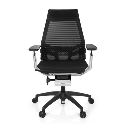 Chaises Hjh Office Chaise de bureau / chaise bureau GENIDIA SMART WHITE CM tissu maille noir AL chrome hjh OFFICE