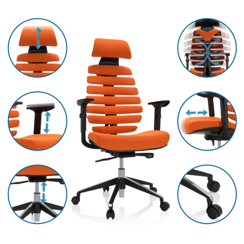 Hjh Office Chaise de bureau / Chaise pivotante ERGO LINE II PRO tissu orange hjh OFFICE
