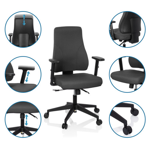 Hjh Office Chaise de bureau / chaise pivotante MATHES tissu gris hjh OFFICE