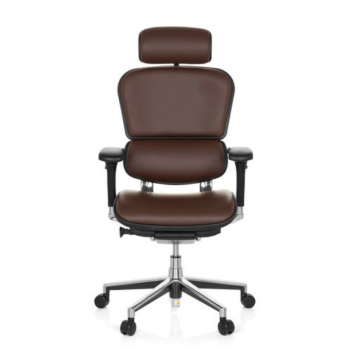 Hjh Office - Chaise de bureau / fauteuil de direction ERGOHUMAN cuir brun foncé hjh OFFICE Hjh Office  - Chaises Marron