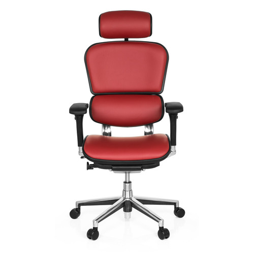 Hjh Office - Chaise de bureau / fauteuil de direction ERGOHUMAN cuir rouge hjh OFFICE Hjh Office  - Fauteuil cuir rouge