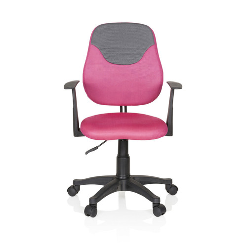 Hjh Office - Chaise de bureau / fauteuil pivotant pour enfant KIDDY STYLE Tissu rose / gris hjh OFFICE - Chaise de bureau Chaises