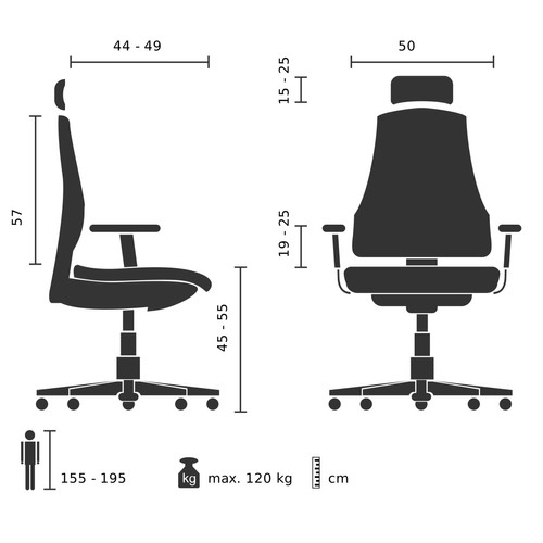 Chaises Chaise de bureau PROFONDO PRO W Tissu maille / Tissu gris hjh OFFICE