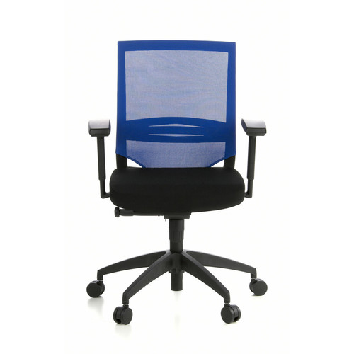 Hjh Office - Siège de bureau / Fauteuil de direction PORTO BASE, assise tissu / dossier maille noir / bleu Hjh Office  - Chaises Design