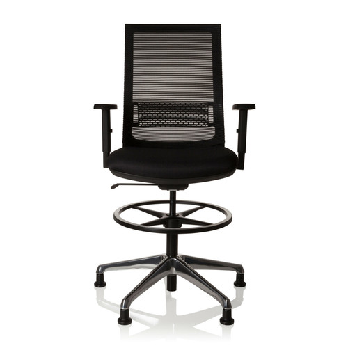 Hjh Office - Tabouret de travail / chaise de comptoir TOP WORK 99 tissu maille noir hjh OFFICE Hjh Office  - Chaise écolier Chaises