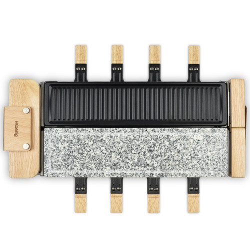 Hkoenig H.Koenig WOD360 - Raclette, pierre à cuire et grill 8 personnes design bois