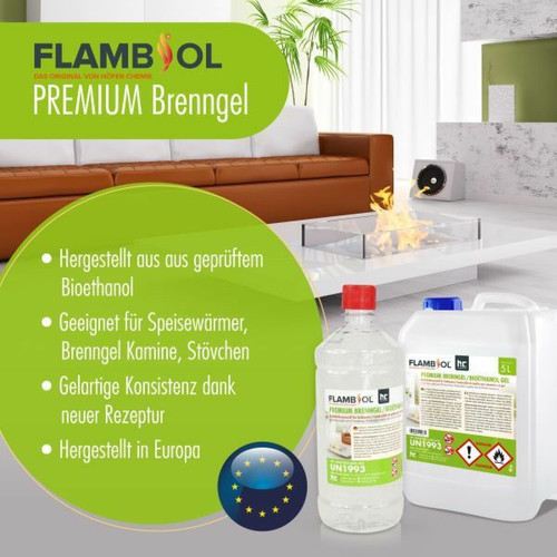 Hoefer Chemie 20 L FLAMBIOL Premium Bioéthanol en gel (4 x 5 Litre)