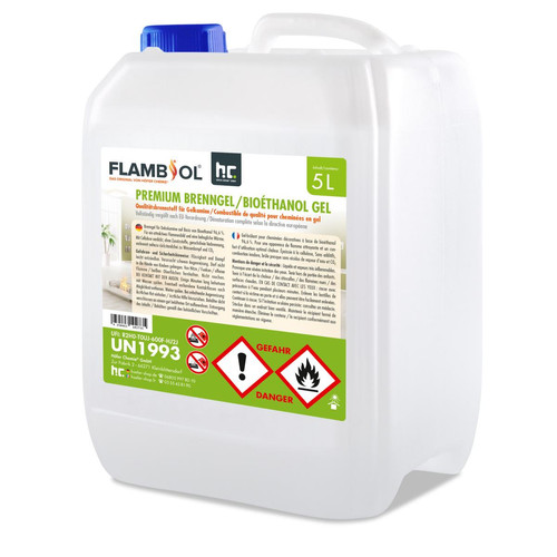 Hoefer Chemie - 20 L FLAMBIOL Premium Bioéthanol en gel (4 x 5 Litre) - Radiateur d'appoint