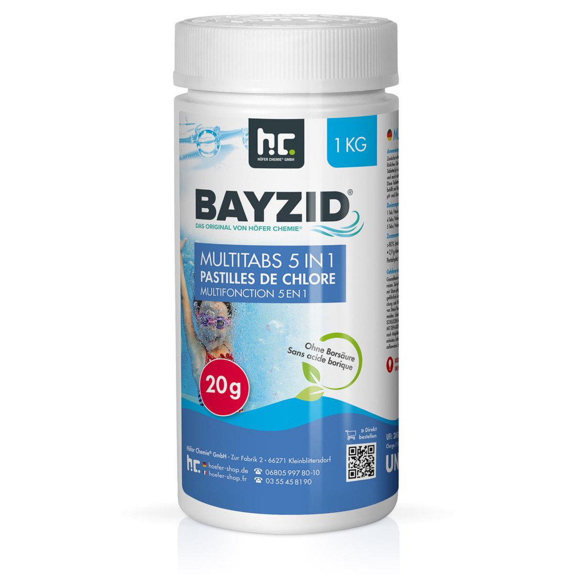 Hoefer Chemie 6 Kg Bayzid® pastilles de chlore multifonction 20g 5 en 1 (6 x 1 kg)