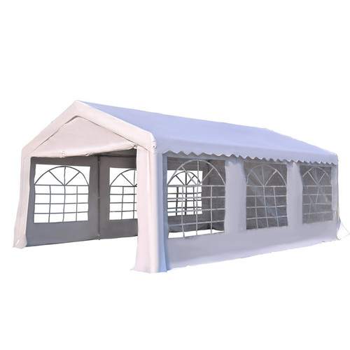 Homcom - Tente barnum tonnelle de réception 6L x 4l x 2,8H m 6 fenêtres 2 portes acier galvanisé robuste PE imperméable blanc Homcom  - Tentes de réception