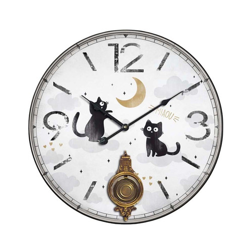 Home Edelweiss - Horloge avec balancier Chats 58 cm Deux chats. Home Edelweiss  - Horloges, pendules Horloge murale chiffres couleur taupe