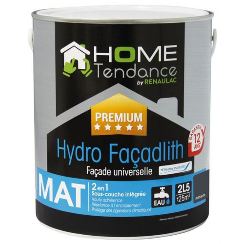 Peinture intérieure Home Tendance Peinture facade universelle Hydro Facadlith hydropliolite 2,5 L gris anthracite mat - HOME TENDANCE by RENAULAC