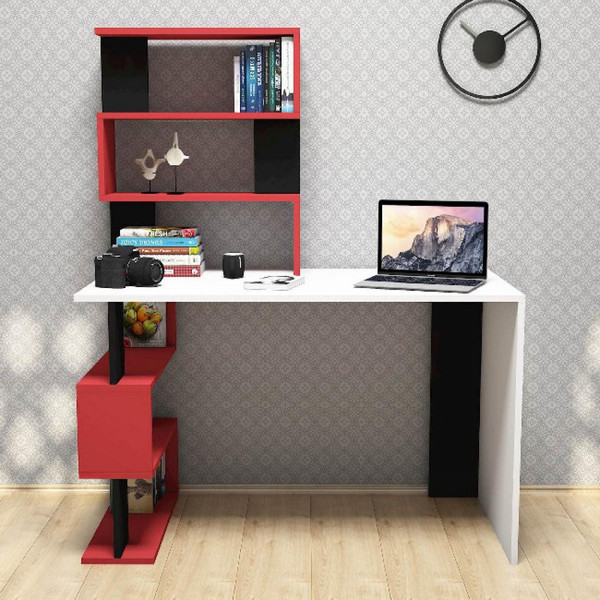 Bureau et table enfant Homemania Bureau Snap - Studio, Chambre à coucher - Blanc, rouge, noir en Bague de particules de mélamine, PVC, 120 x 60 x 148,2 cm