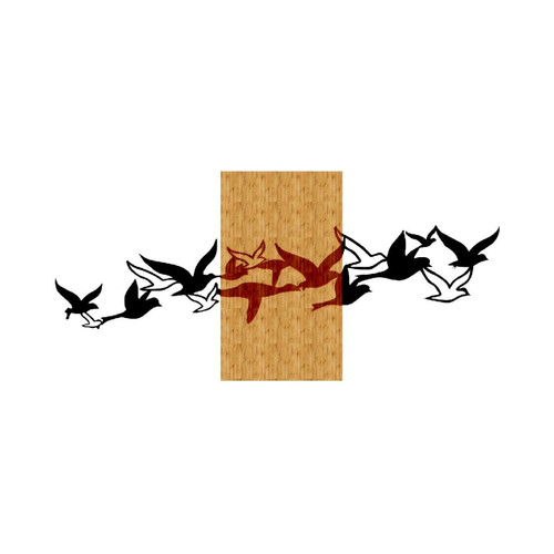 Homemania - Décoration en métal et en bois Birds - Homemania - Noir, marron - 100 x 1,8 x 50 - Homemania