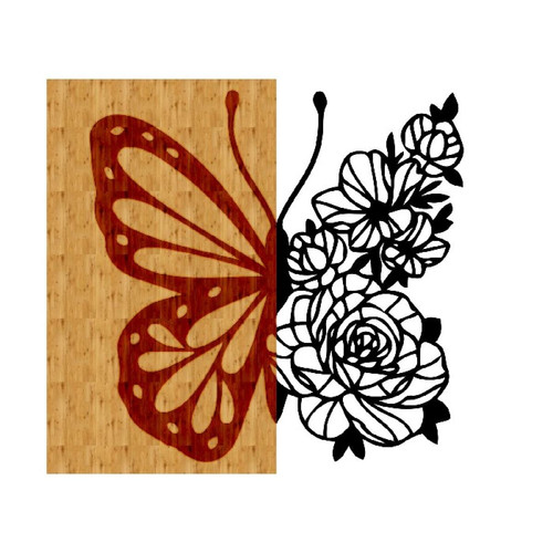Homemania - Décoration en métal et en bois Butterfly - Homemania - Noir, marron - 51 x 1,8 x 50 - Homemania