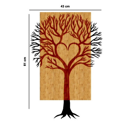 Homemania Décoration en métal et en bois Tree - Homemania - Noir, marron - 43 x 1,8 x 61