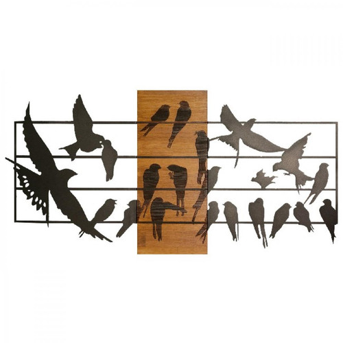 Homemania - HOMEMANIA Décoration en métal et en bois Aves Voladoras - Noir, marron - 115 x 3 x 57,5 cm Homemania   - Décoration murale métal Décoration