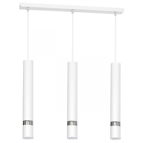 Suspensions, lustres Homemania HOMEMANIA Lampe à suspension Joker - Chandelier - Plafond - Blanc, Chrome en Métal, 60 x 6 x 80 cm, 3 x GU10, 8W