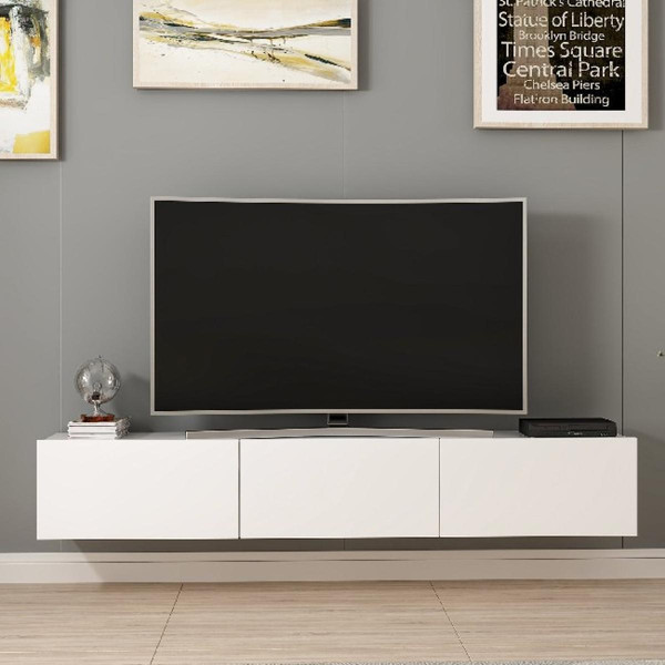 Meubles TV, Hi-Fi Homemania Meuble TV Moderne - Rigel - Homemania - Blanc - 180 x 32 x 30 cm