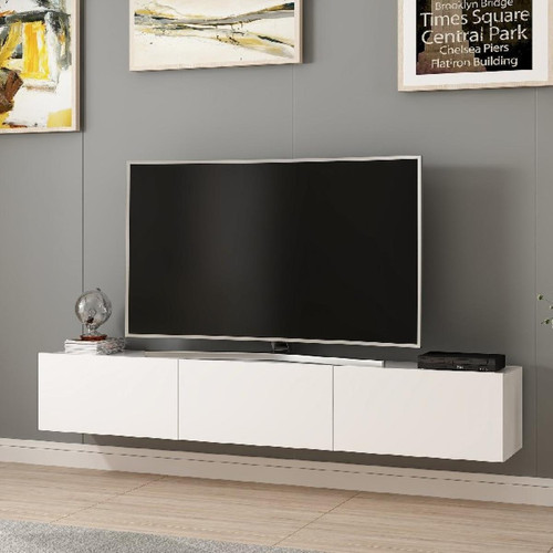 Homemania Meuble TV Moderne - Rigel - Homemania - Blanc - 180 x 32 x 30 cm