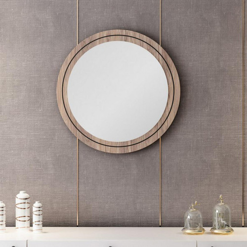 Homemania Miroir Lady - avec cadre - pour le mur, l'entrée, la salle de bain - Noir, bois, chrome en Bague d'aggloméré mélaminé, Miroir, 60 x 2 x 60