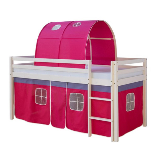 Homestyle4U - Lit avec rideaux et tunnel rose - Lit enfant Lit combiné