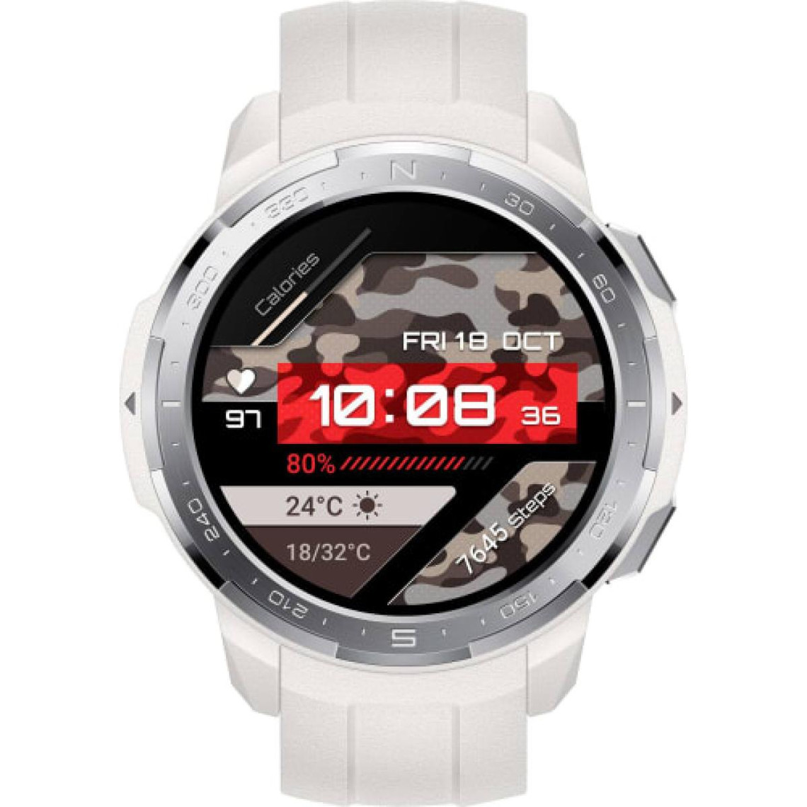 Montre connectée Honor Watch GS Pro Montre Intelligente 4Go GPS Bluetooth Métal Plastique Android Blanc