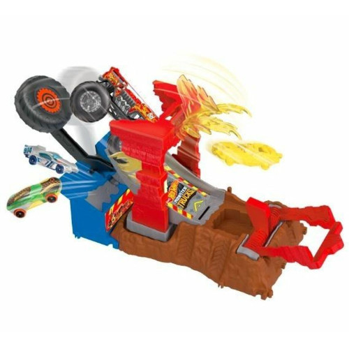 Hot Wheels Hot Wheels Coffret de jeu Monster Trucks Arena Smashers 5-Alarm Défi Incendie avec un camion-jouet à 5 alarmes et 1 voiture écrasable, Jouet Enfant, Dès 4 ans, HNB90